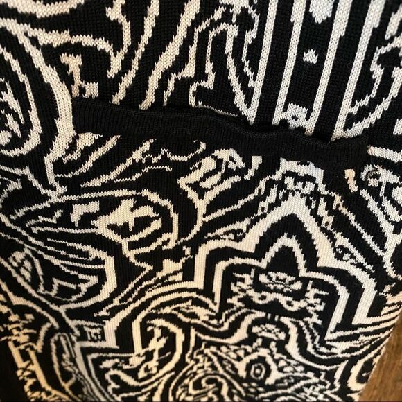 Colette Mordo Sadimara Sz M Black White Jacquard Knit Midi Button Sweater Jacket - Picture 8 of 12